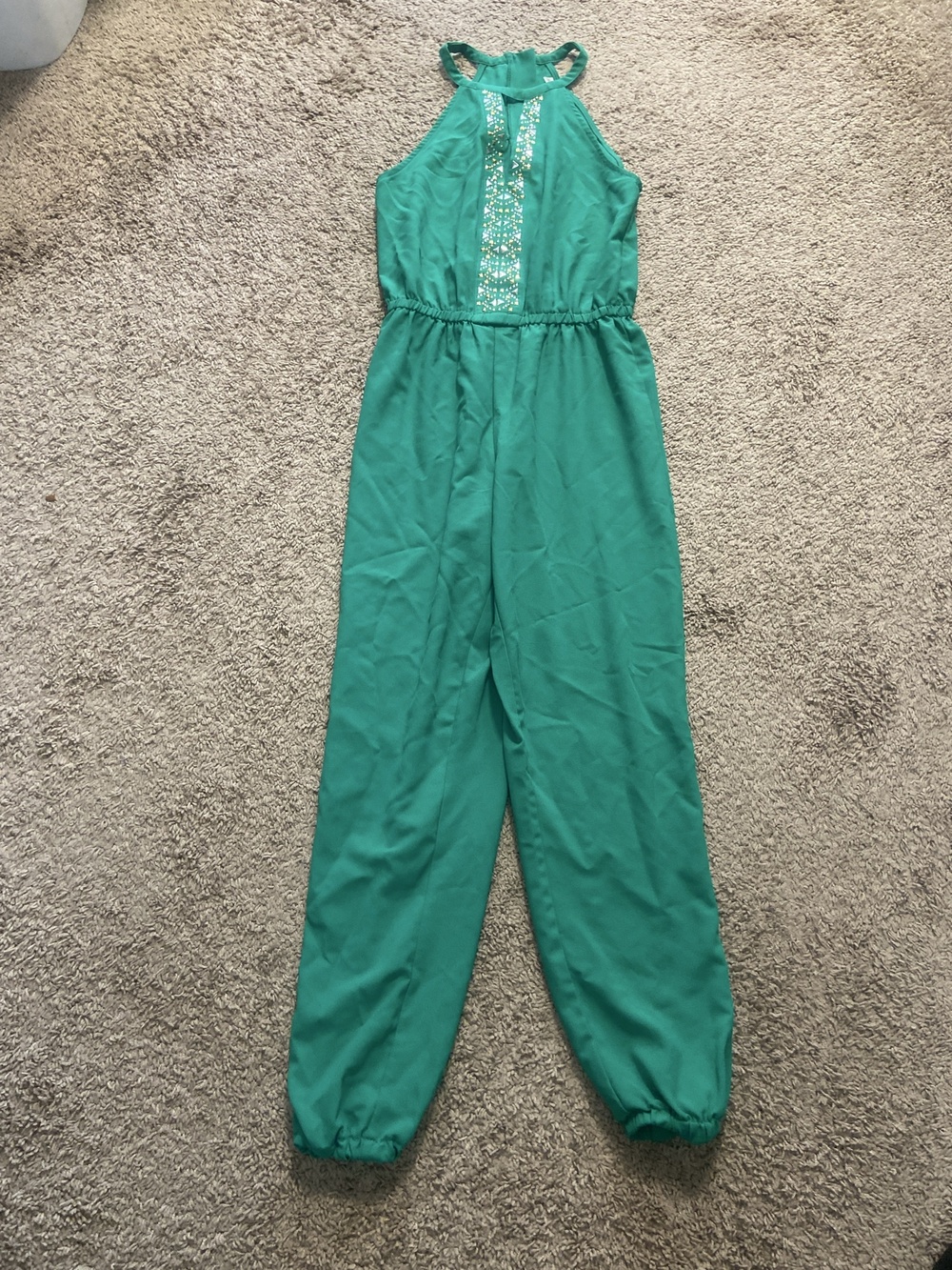 Marilyn Monroe Jumpsuit Womens Small Green Halter Elastic Waist Summer Casual